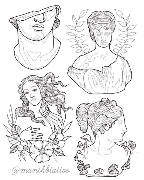 Aphrodite Tattoo, Venus Tattoo, Greek Bust, Statue Tattoo, Greek Mythology Tattoos, Goddess Tattoo, Birth Of Venus, Mythology Tattoos, Greek Tattoos