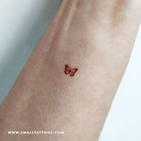 Tiny Red Butterfly Tattoo, Tattoo Papillon, A Butterfly Tattoo, Butterfly Temporary Tattoo, Tattoo Artist Tattoo, Tattoo Butterfly, Tattoo Henna, Aztec Culture, Artist Tattoo