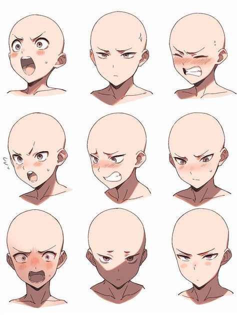 Facial Expressions Drawing, Drawing Face Expressions, Face Drawing Reference, Anime Expressions, 캐릭터 드로잉, Drawing Expressions, Concept Art Drawing, Figure Drawing Reference, Anime Drawings Tutorials