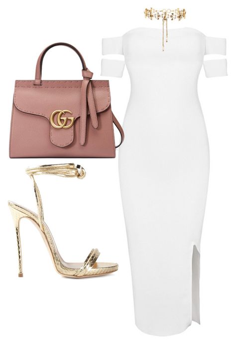 Untitled #3723 by dkfashion-658 on Polyvore featuring polyvore fashion style Posh Girl Dsquared2 Gucci Erickson Beamon clothing White And Gold Outfits, Ssense Fashion, Gucci Fashion Outfits, Erickson Beamon, Dressy Outfits, Fancy Outfits, Outfits Fashion, Dress And Heels, Polyvore Outfits