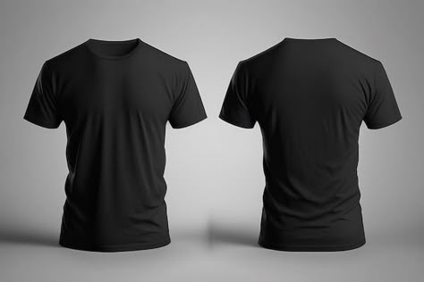 Foto camisetas pretas masculinas realist... | Premium Photo #Freepik #photo #uniforme #camisa-tecido #camisa-masculina #camisa-manga Black T Shirt Front And Back, Black Tshirt Front And Back, Tshirt Front And Back Mockup, Mockup Jersey Polos, Tshirt Back Design, Mockup Tshirt Black, Rakel Sablon, Jersey Polos, Mockup Camisa