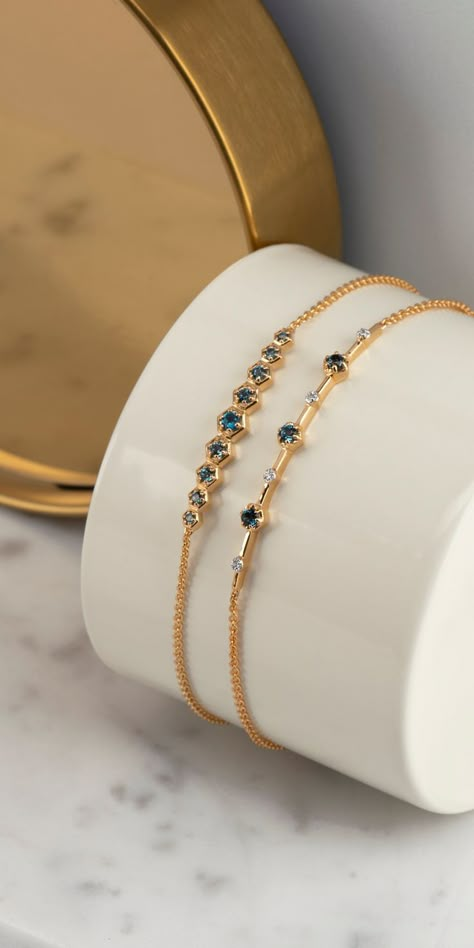 Sparkling London blue Topaz bracelets from the Modern Glam collection by Gemondo Bracelet Photography, Bands Bracelets, Lariat Necklaces, Delicate Gold Jewelry, Glam Jewelry, Gold Bangle Set, Ring Bands, Gold Pendant Jewelry, Jewelry Ads