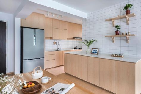 Make the Most of Your 5-Room HDB with Fresh Layout Ideas Japanese Style Interior Design, Japanese Style Interior, Japanese Style Kitchen, Kitchen Wardrobe, Kitchen Concepts, Quality Cabinets, Japanese Interior, Open Concept Kitchen, Apartment Kitchen