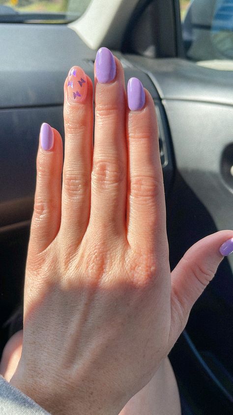 Nails For Olivia Rodrigo Concert, Simple Olivia Rodrigo Nails, Simple Purple Nail Designs Short, Purple Nails Inspo Short, Oliva Rodrigo Nails Guts, Purple Nail Designs Gel, Purple Nails Olivia Rodrigo, Olivia Rodrigo Nails Inspired Guts, Cute Short Nails Purple