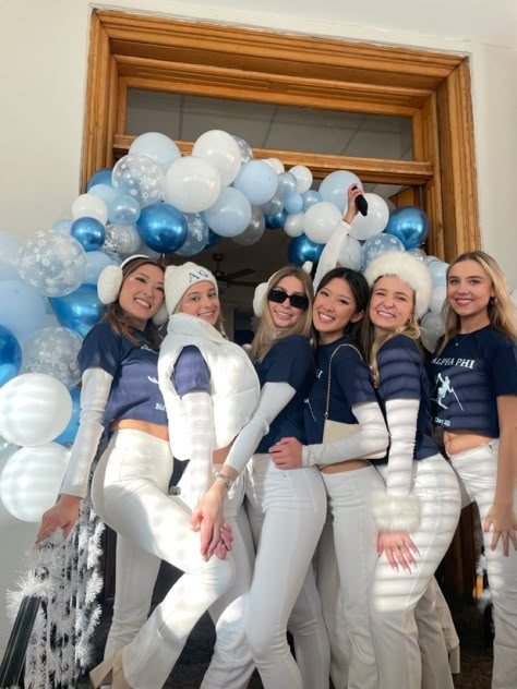 Ski Bid Day, Sisterhood Activities, Abc Party Costumes, Sorority Themes, Winter Party Themes, Abc Party, Recruitment Themes, Party Outfit College, Snow Party