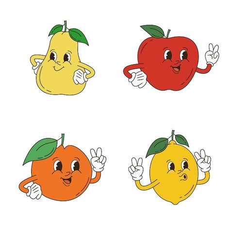 Fruit Character Design, Fusion Clothes, Banana Man, Retro Cartoon, Folder Design, Funny Illustration, Retro Cartoons, Happy Smile, Can Design