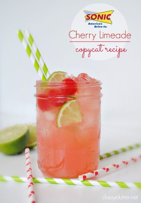 Sonic Cherry Limeade Copycat Recipe Homemade Cherry Limeade, Summer Beverages Non Alcoholic, Pitcher Drinks Nonalcoholic, Cherry Limeade Recipe, Sonic Cherry Limeade, Sonic Drinks, Drink Vodka, Recipe Copycat, Limeade Recipe