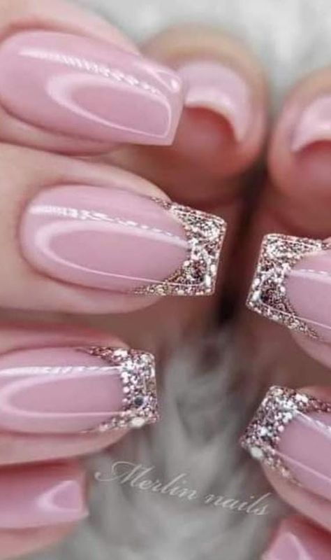 Nude Glitter Nails, Nude Nail Ideas, Pink Wedding Nails, Nails Gel Nails, Nail Looks, Nails Nude, Nude Nail, Nude Nail Designs, Wedding Nails Design