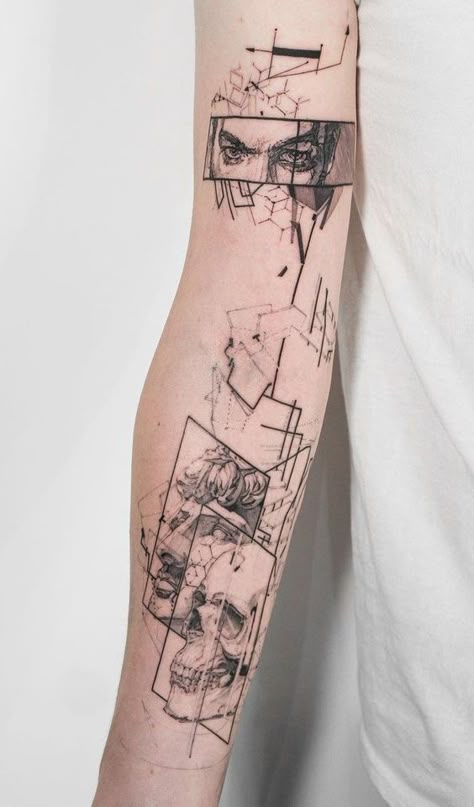 Violin Tattoo, Inspiration Tattoos, Geometric Tattoo Design, Tattoos Geometric, Geniale Tattoos, Tattoos Art, Line Art Tattoos, Music Tattoos, Abstract Tattoo