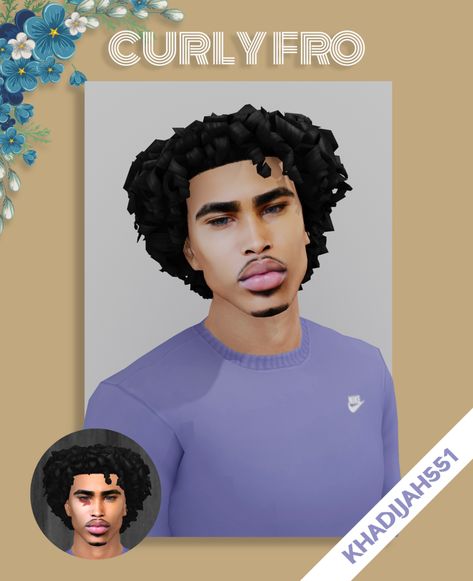 Sims 4 Afro Hair Male, Sims 4 Afro Hair, Sims 4 Curly Hair, Ts4 Hair, Male Sims, Sims 4 Hair Male, Sims 4 Male Clothes, Sims 4 Black Hair, Curly Fro