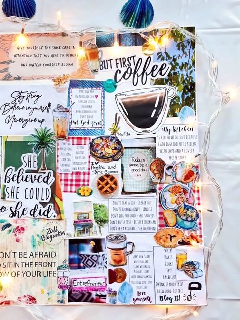 My Wellness Journal Aesthetic, Vision Board Ideas Handmade, Vision Board Project For Students, Homemade Vision Board, Vision Board Illustration, Diaries Ideas, Collage Vision Board, Manifestation Mantra, Vision Board Design