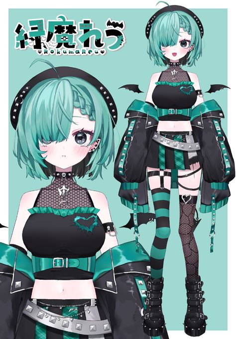 Vtuber Model Sheet Free, Vtuber Model Design Ideas, Goth Vtuber, Vtubers Models, Vtuber Accessories, Vtuber Model Design, Vtuber Design Ideas, Vtuber Character Design, Live 2d Model