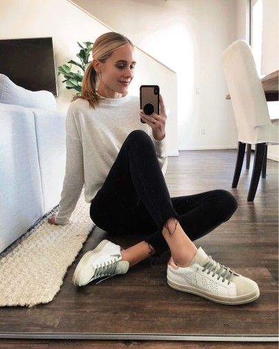 Love these new P448 sneakers! Wearing a 38 for 8.5. The top is super comfy & wearing a small! @liketoknow.it http://liketk.it/2zvi5 #liketkit #LTKstyletip #LTKunder50 #LTKshoecrush Outfits With P448 Sneakers, P448 High Top Sneakers Outfit, Casual Sneakers With Perforations, Closed Toe, P448 Sneakers Outfit, P448 Sneakers, Adidas Sneakers Outfit, Amy Jackson, Fashion Jackson, Drop Shoulder Tee