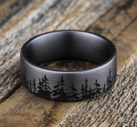 BENCHMARK - BENCHMARK - THE CEDAR - CF848782GTA - Birmingham Jewelry Groom Wedding Band, Western Wedding Rings, Nature Wedding Ring, Antler Wedding Band, Mens Wedding Bands Black, Engagement Ring For Him, Stainless Steel Wedding Ring, Promise Rings For Guys, Mens Wedding Bands Tungsten