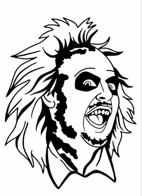 Beetlejuice Silhouette, Horror Silhouette, Things To Trace, Joker Design, Contrast Art, Horror Drawing, Cricut Decals, Art College, Cartoon Tattoos