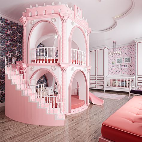 Baby Room on Behance Princess Bedrooms, Bedroom For Girls Kids, Luxury Kids Bedroom, Kids Bedroom Designs, Princess Room, Master Decor, Girl Bedroom Designs, Cute Room Ideas, Girl Bedroom Decor