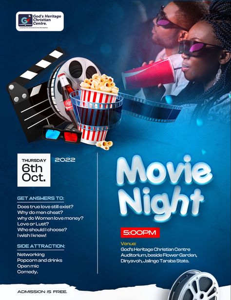 Movie Advertisement Poster, Movie Flyer Design, Movie Night Poster Ideas, Movie Night Poster Design, Movie Night Flyer Design, Movie Night Background, Iptv Banner, Movies Moodboard, Event Poster Layout