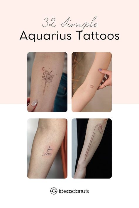 Aquarius Minimalist Tattoo Women, Minimalist Tattoo Aquarius, Small Tattoos Aquarius, Fine Line Tattoo Aquarius, Aquarius Constellation Tattoo Minimalist, Minimalist Aquarius Tattoo, Aquarius Minimalist Tattoo, Aquarius Flower Tattoo, Aquarius Sign Tattoo