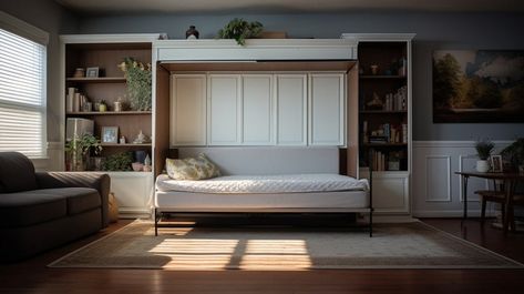 10 Best Horizontal Murphy Bed Ideas to Transform Your Room Horizontal Murphy Bed Ideas, Murphy Bed Horizontal, Murphy Bed Office, Murphy Bed Ideas, Horizontal Murphy Bed, Fold Down Desk, Beds Uk, Murphy Bed Plans, Renovation Inspiration