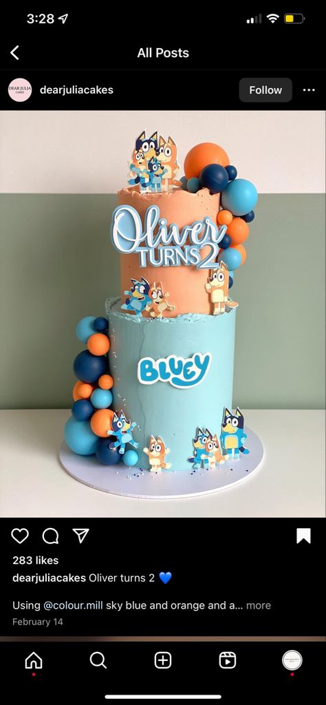 Bluey Cake Ideas Two Tier, Bluey Cake Tiered, Bluey Cake Two Tier, 2 Tier Bluey Cake Ideas, Bluey Cake Ideas 2nd Birthday, Bluey Cakes For Boys, Bluey First Birthday Cake, Bluey Cake Ideas Birthday Boy, Bluey Dessert Table Ideas