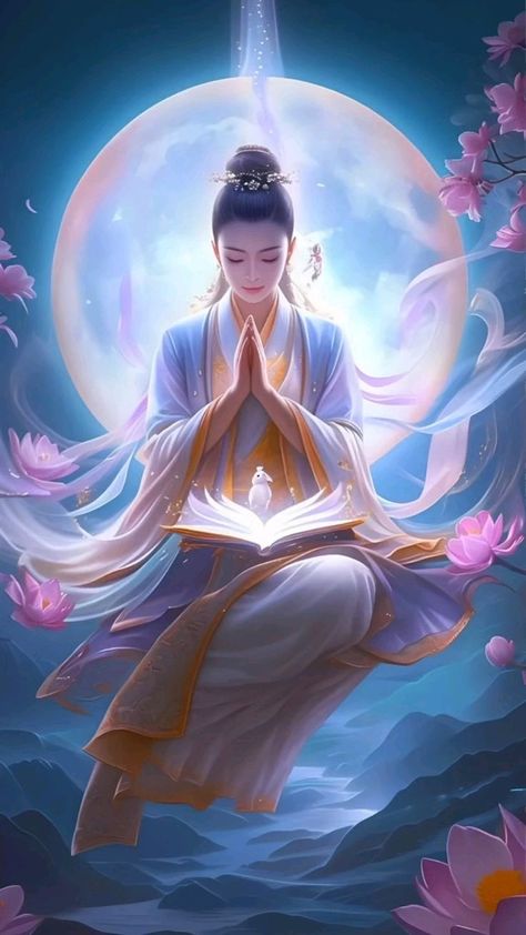 Lotus Flower Pictures, Baby Buddha, Quan Yin, Kuan Yin, Moon Goddess, Spiritual Art, Flower Pictures, Yoga Meditation, Yin Yang