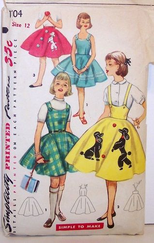 Poodle Skirts Poodle Skirt Pattern, Girls Poodle Skirt, Homemade Clothes, Poodle Skirts, Skirts Pattern, 1950s Girls, Simplicity Patterns Vintage, White Poodle, Skirts Vintage