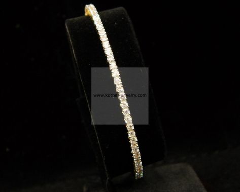 Solitaire Single line Diamond Bangle Single Line Diamond Bangles Indian, Single Line Diamond Bangles, Diamond Bangles Indian, Diamond Gold Earrings, Bracelets Diamond, Pure Gold Jewellery, Diamond Bangles, Gold Necklace Indian, Bangles Indian