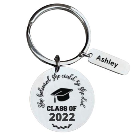 Personalized She Believed She Could so She Did Graduation Gift PERSONALIZED - Custom graduation keychain with your choice of message laser engraved. GRADUATION KEYCHAIN -Silver plated She Believed She Could so She Did graduation charms on heart keychain GRADUATION GIFT IDEAS -Perfect Gift for Graduates, Student & Seniors FREE JEWELRY POUCH- Only The Most Elegant Velvet Jewelry Pouches Are Used To Package And Ship Our Keychains, Ensuring The Most Beautiful Presentation Possible. Graduation Acrylic Keychain Ideas, Cheap Personalized Graduation Accessories, Senior Night Gifts Keychain, Grad Keychain Acrylic, University Keychain, Graduation Keychain, Sports Jewelry, She Believed She Could, Heart Keychain