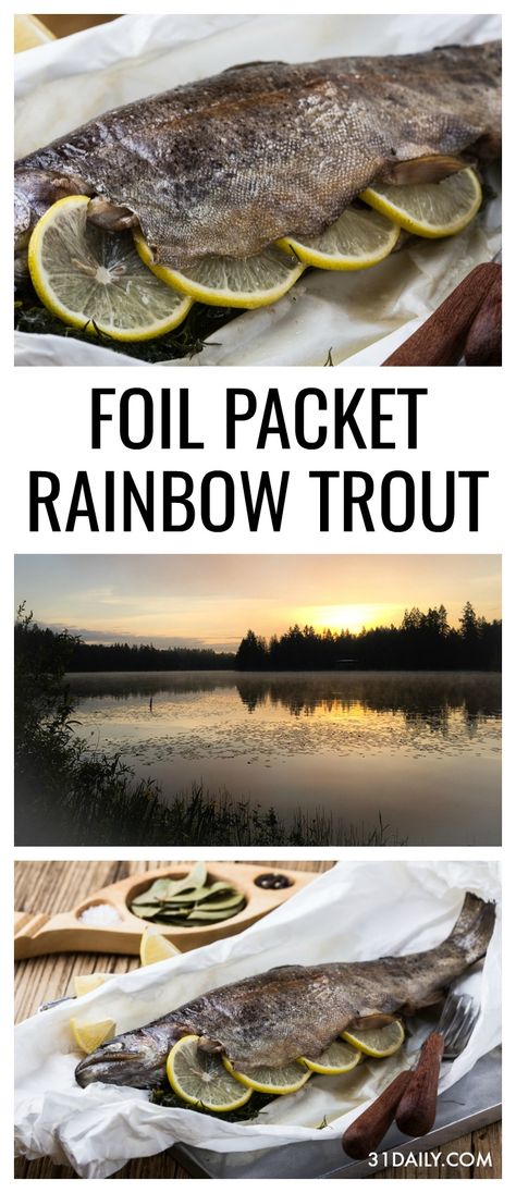 Rainbow Trout in Sage Butter is a foil packet dinner you won't soon forget. Easy to prepare yet incredibly delicious. This herb combination melts into the fish, enriching it with perfect flavor. The foil packets steam the fish and create a melt-in-your-mouth experience not soon forgotten. Grilled Trout Recipes In Foil, Whole Trout Recipes, Grilled Trout, Foil Packet Dinners, Trout Recipes, Sage Butter, Foil Packet Meals, Foil Packets, Rainbow Trout