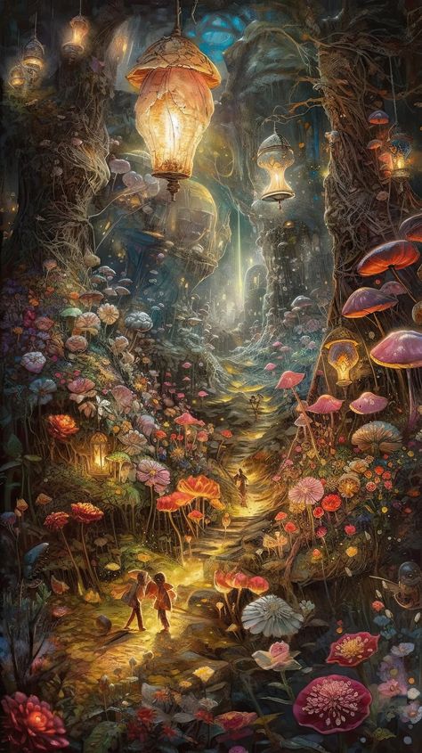 Fairyland Background, Enchanted Forest Princess Aesthetic, Magic Land Fairyland, Fantasy Dream, Story Book Aesthetic, Mythical Creatures Aesthetic, Magical Mushroom Forest, Fairy Woodland, Forest Mushrooms