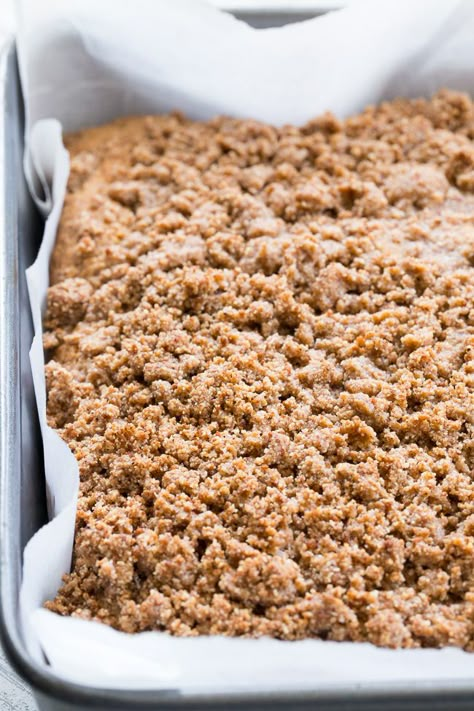 Paleo Cinnamon Coffee Cake, Paleo Coffee Cake Muffins, Paleo Sweet Breakfast, Grain Free Coffee Cake, Gf Df Coffee Cake, Paleo Cinnamon Bread, Cassava Flour Coffee Cake, Paleo Crumble Topping, Gluten Free Dairy Free Coffee Cake