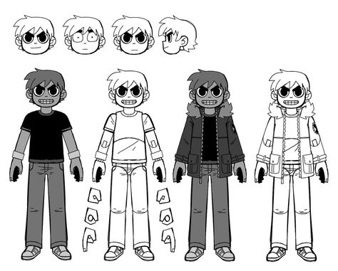 Scott Pilgrim Art Style Base, Scott Pilgrim Character Sheet, Scott Pilgrim Body Base, How To Draw Scott Pilgrim Style, Scott Pilgrim Art, Pilgrim Art, Z Toon, Bryan Lee O Malley, Scott Pilgrim Comic