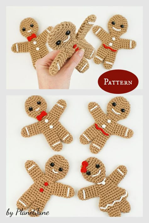 Crocheted Gingerbread Man Patterns, Gingerbread Man Crochet Patterns Free, Gingerbread Crochet Pattern Free, Crochet Gingerbread Man Pattern Free, Christmas Crochet Decorations, Gingerbread Crochet, Crochet Gingerbread Man, Gingerbread Man Free, Crochet Gingerbread