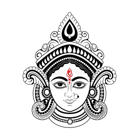 Illustration about Illustration of Goddess Durga Face in Happy Durga Puja Subh Navratri Indian religious header banner background. Illustration of culture, bengali, bengal - 158180335 Durga Maa Paintings Face, Durga Mata Sketch, Durga Goddess Art, Goddess Durga Paintings, Durga Face Painting, Navratri Sketch, Durga Maa Sketch, Durga Maa Art, Navratri Illustration