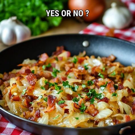 Grandmother's Kitchen Cabbage With Bacon Onion And Garlic, Fried Cabbage With Bacon And Onion, Fried Cabbage With Bacon, Cabbage With Bacon, Vegetable Stir Fry Recipe, Bacon Fried Cabbage, Low Calorie Vegetables, Grandmothers Kitchen, Garlic Recipe