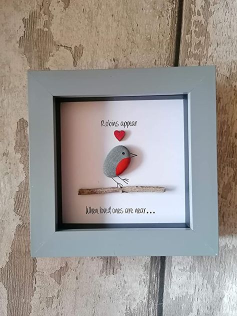 Pebble Christmas Art, Christmas Pebble Art Ideas, Robin Stone Art, Bird Pebble Art, When Robins Appear Loved Ones Are Near, Robins Appear When Loved Ones Are Near, Robin Pebble Art, Robin Appear When Loved Ones Are Near, Pebble Art For New Home