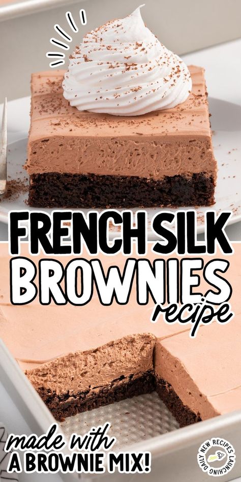 French Silk Brownies French Silk Brownies, Steak Healthy, Tuna Healthy, Sides Healthy, Zucchini Healthy, Broccoli Healthy, Recipes Tuna, Brownies Healthy, Classic Brownies Recipe