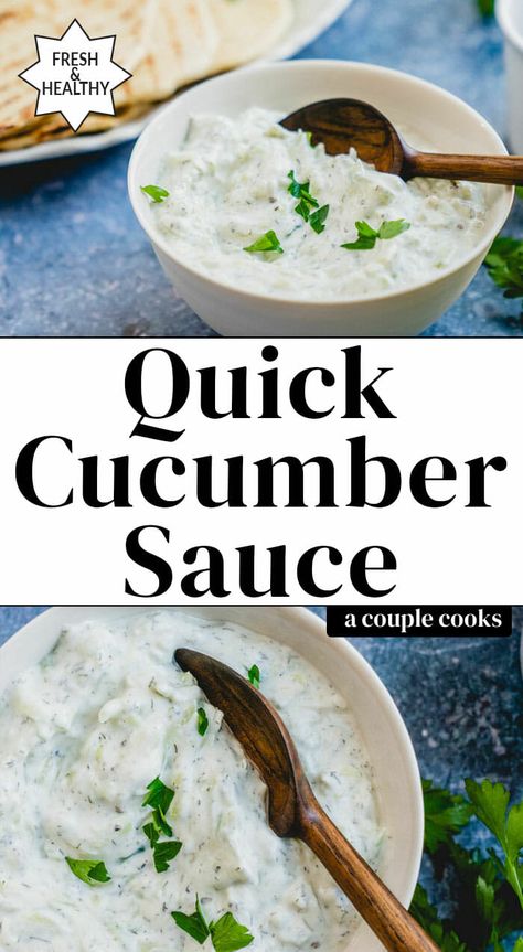 Cucumber Sauce For Salmon, Gyro Cucumber Sauce Recipe, Cucumber Sauce For Gyros, Greek Cucumber Sauce, Greek Platter, Cucumber Sauce Recipe, Cucumber Dill Sauce, Yogurt Dill Sauce, Cucumber Salads