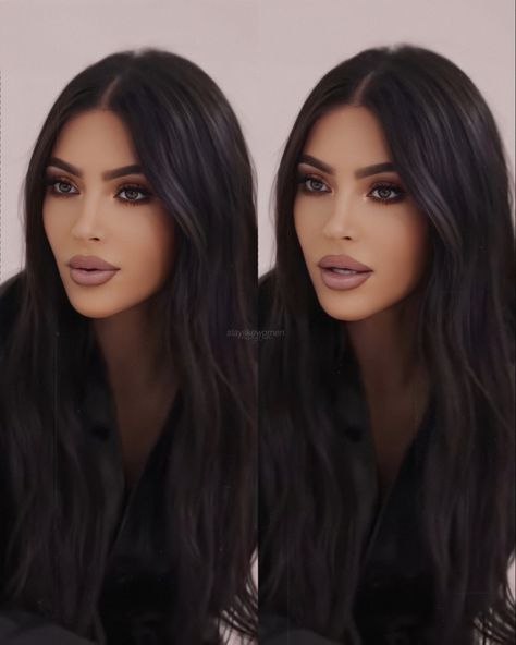 Kim Kardashian Hair Color Dark, Kim K Haircut, Kim Kardashian Makeup 2023, Kim Kardashian Hair 2023, Kardashians Hairstyles, Kim Kardashian Black Hair, Kim K Makeup Looks, Kardashian Makeup Looks, Kim Kardashian Long Hair