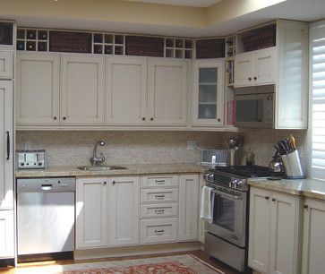 Ideas for space above kitchen cabinets. wicker basket storage and ... Above Cabinets Ideas, Kitchen Decor Above Cabinets Ideas, Storage Above Kitchen Cabinets, Kitchen Decor Above Cabinets, Space Above Kitchen Cabinets, Eclectic Kitchen Design, Decor Above Cabinets, Decorating Above Kitchen Cabinets, Above Kitchen Cabinets