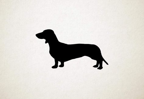 Silhouette hond - Dachsund - Teckel  Wanddecoratie van hout. Wanddecoratie van hoge kwaliteit, gemaakt door Emax Deco. Met meer dan 10 jaar ervaring op lasergebied produceren we in eigen beheer wanddecoratie van de beste kwaliteit. Voor dit product gebruiken we onder andere MDF met een premium diepzwarte coating. Dit zorgt ervoor dat het materiaal vele jaren meegaat.  Momenteel meer dan 450 silhouettes beschikbaar van bijna elk hondenras! Hebben we je favoriete hondenras niet? Stuur ons dan een Pet Illustration, Dog Puzzles, Silhouette Portrait, Moose Art, Paint, Dogs, Animals, Art