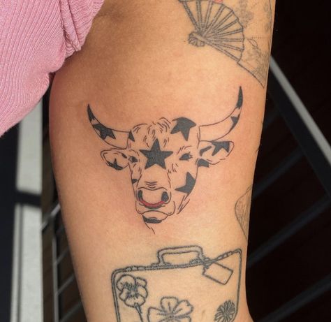 Taurus Tattoo Designs, Longhorn Tattoo, Taurus Bull Tattoos, Lilo And Stitch Tattoo, Bull Skull Tattoos, Bull Tattoo, Taurus Tattoo, Wife Tattoo, Ram Tattoo