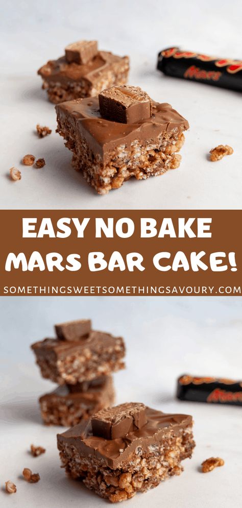 Mars Bar Cake is without a doubt a retro children’s party classic – it’s ridiculously simple to make and absolutely no-one can resist it! #marsbarcake #marsbarcrispycake #marsbarslice #nobakeslice #nobaketraybakerecipe #marsbar Marsbar Slice, Mars Bar Cake Recipe, Crispy Cake Recipe, Mars Cake, No Bake Traybake Recipes Fridge Cake, Marsbar Slice Recipes, Mars Bar Slice Recipe, Crispy Cakes, Mars Bar Crispy Cake Recipe