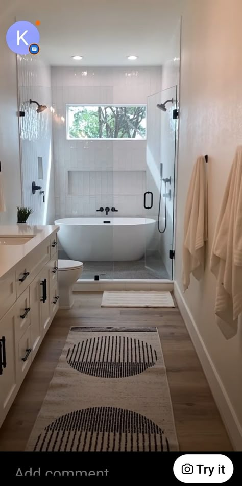 Master Bath Wet Room, Bath Wet Room, Narrow Bathroom Layout, Wet Room Ideas, Small Wet Room, Master Bath Layout, Small Master Bath, Wet Room Bathroom, Full Bathroom Remodel