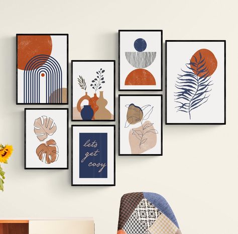 Excited to share the latest addition to my #etsy shop: Printable Wall Art | Gallery Wall Set, Blue Gallery Wall, Boho Print, Boho Wall Art, Digital Download, Navy Wall Print, Boho Home Decor Blue Gallery Wall, Gallery Wall Boho, Orange Prints, Boho Art Painting, Botanical Home Decor, Botanical Home, Apartment Wall Art, Boho Gallery Wall, Poster Idea