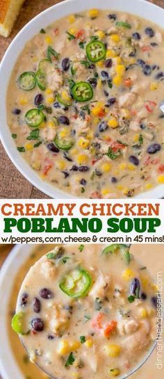 Poblano Pepper Soup, Creamy Chicken Poblano, Chicken Poblano Soup, Poblano Recipes, Chicken Poblano, Poblano Soup, Roasted Poblano Peppers, Poblano Pepper, Roasted Poblano