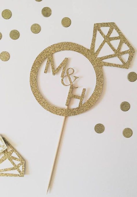 Diamond Ring Engagement, Bride Shower, Nice Pic, Wedding Logo, Glitter Cake Topper, Engagement Cakes, Engagement Party Decorations, Engagement Decorations, Diamond Glitter