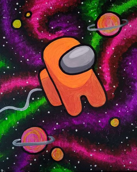 Can you hear the stars beckoning? They're saying, "Come, put on your spacesuit, and play among us!" Kid’s Summer Art Camp! Boys Painting Ideas, Space Painting Easy, Among Us Painting, Pinots Palette, Kids Canvas Art, Pumpkin Carvings, Space Activities, Nature Sketch, Kids Painting