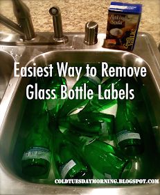 Cold Tuesday Morning: Blue Bottle Project Remove Wine Bottle Labels, Wine Bottle Project, Wine Bottle Centerpieces, Bottle Centerpieces, Glass Bottle Diy, Wine Bottle Art, Wine Bottle Diy Crafts, Wine Bottle Diy, Glass Bottle Crafts