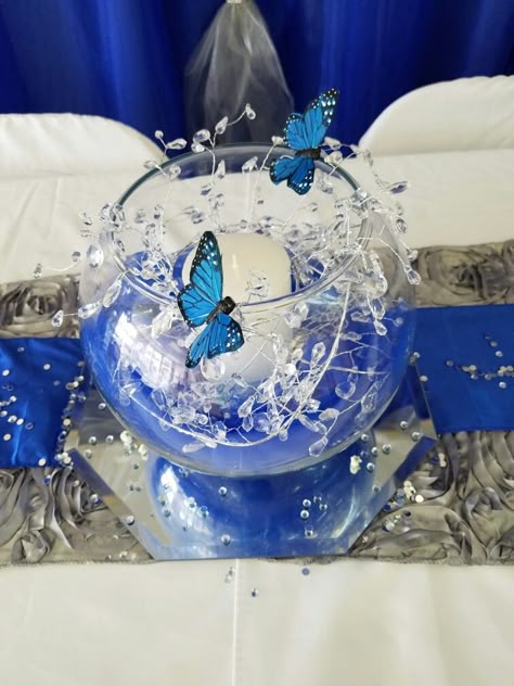 Blue Butterfly Quinceanera Theme Centerpieces, Blue Butterfly Centerpieces Quinceanera, Blue Butterfly Decorations For Party, Blue Butterfly Party Decorations, Blue Butterfly Centerpieces, Blue Butterfly Sweet 16, Butterfly Decorations For Quinceanera, Blue Butterfly Quinceanera Theme, Butterfly Quinceanera Theme